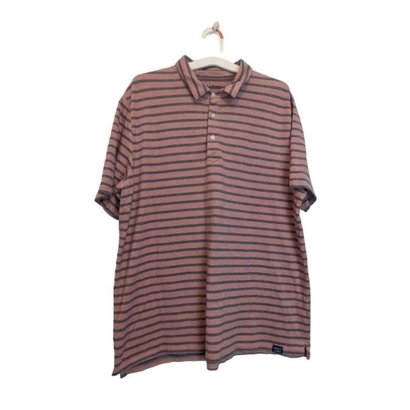 LL Bean Polo Shirt Short Sleeve Striped Light Red Traditional Fit Mens XL Reg - Picture 1 of 5